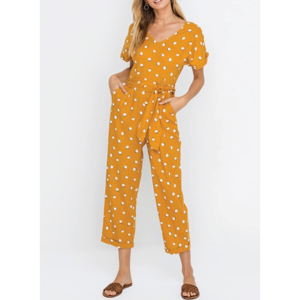 NWT ♡ Mustard Belted Cropped Jumpsuit